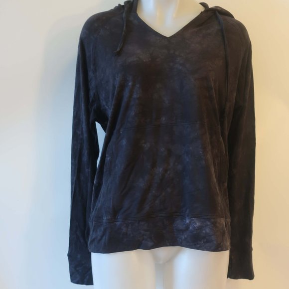Womens Sun50 Black Gray Sun Protection Apparel Tie Dye Hooded Top S * - Picture 2 of 9